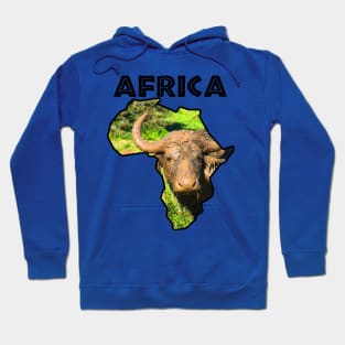 Africa Wildlife Map Muddy Buffalo Black Text Hoodie